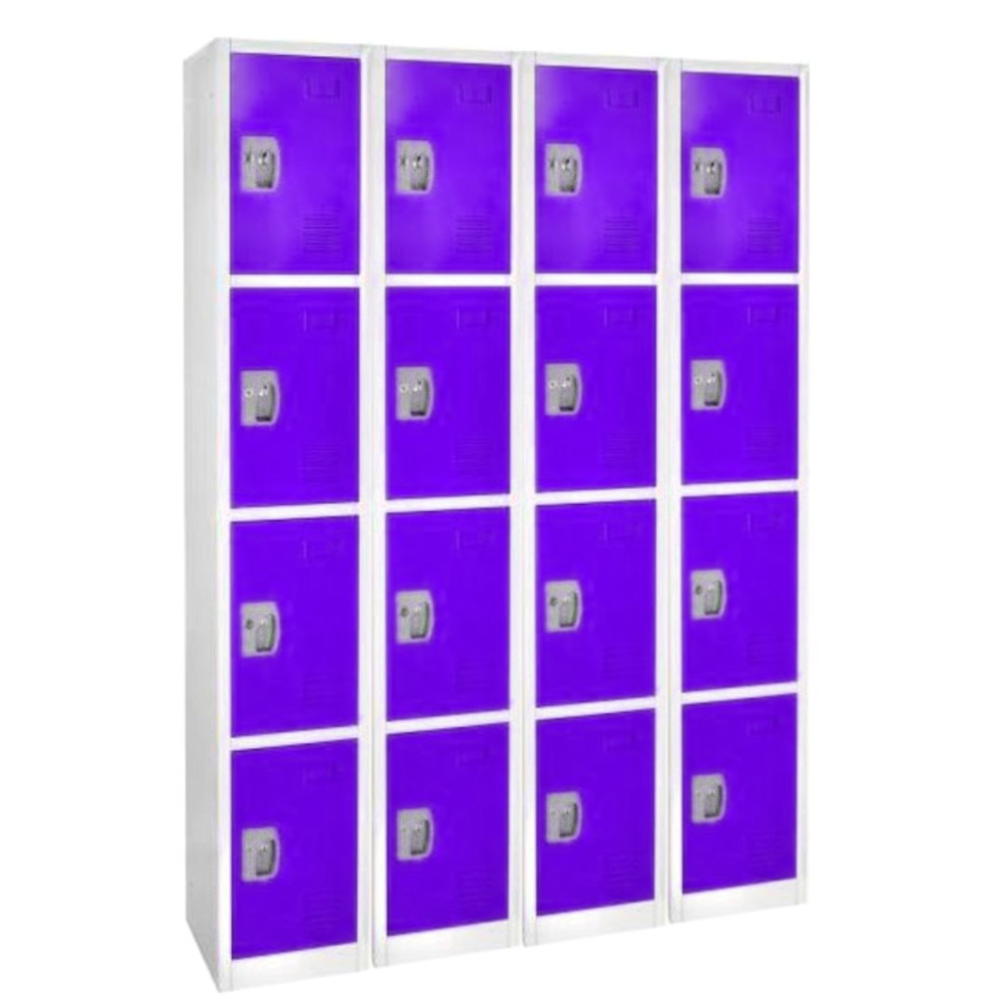 Alpine, 72in.H 4-Tier Steel Locker, Purple, 4-Pack, Height 72 in, Width 12 in, Color Purple, Model# ADI629-204-PUR-4PK